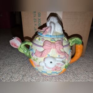 Colorful ceramic Easter bunny decorative teapot